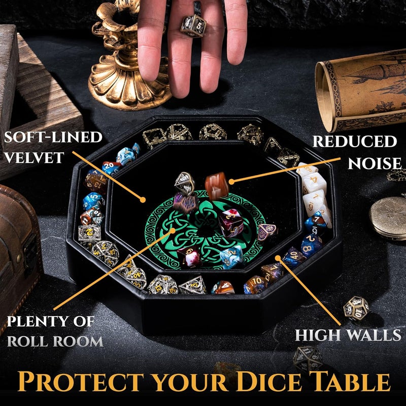 Soar Forge Dice Tray for DND and RPG - Beautiful Green Valknut and Dragon 9 Inch Rolling Tray Compatible with Dungeons and Dragons and Tabletop RPGs - Box Storage to Protect Dice - Image 3